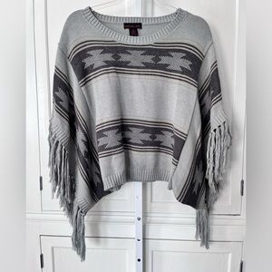 MATERIAL GIRL | Med | Fringe Sweater Poncho